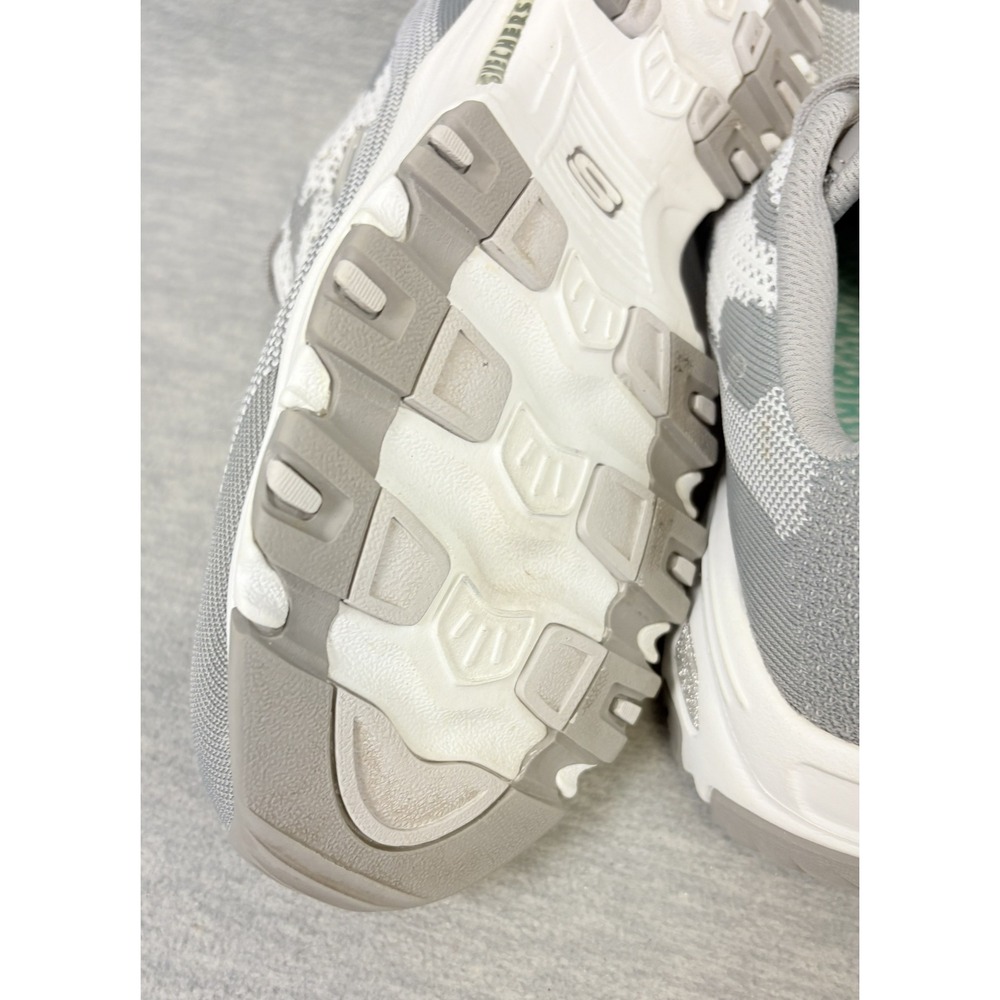 Skechers D'Lites Sneakers Womens 11 Gray White Knit Rhinestone 11955 GYW - Picture 14 of 14